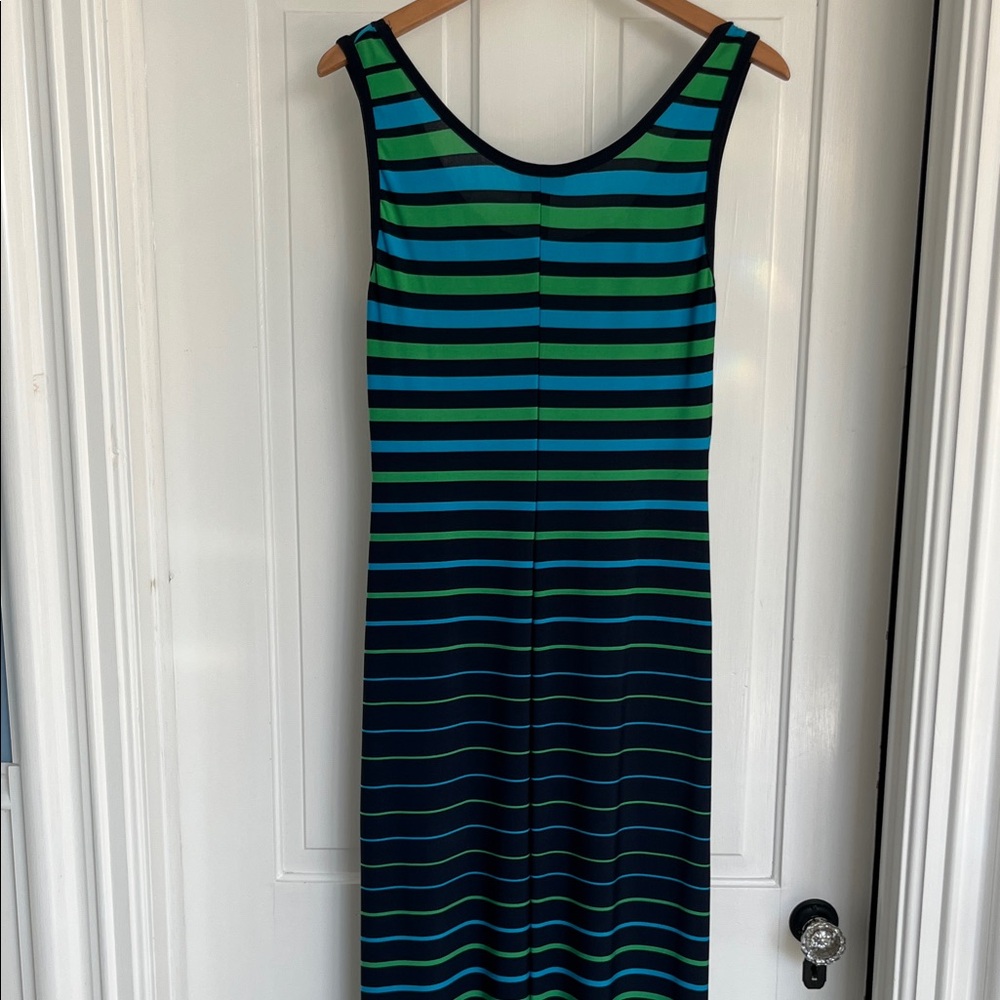 Roz & Ali Striped Maxi Dress - Teal and Navy - Picture 5 of 5